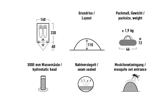 High Peak Kingfisher 2 Leichtgewichtiges Kuppelzelt 220 X 140 Cm 4 High Peak Kingfisher 2 Leichtgewichtiges Kuppelzelt 220 X 140 Cm – Bild 4
